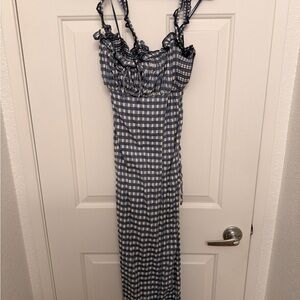 Free People Lucinda Midi Dress in Indigo Combo - size L
